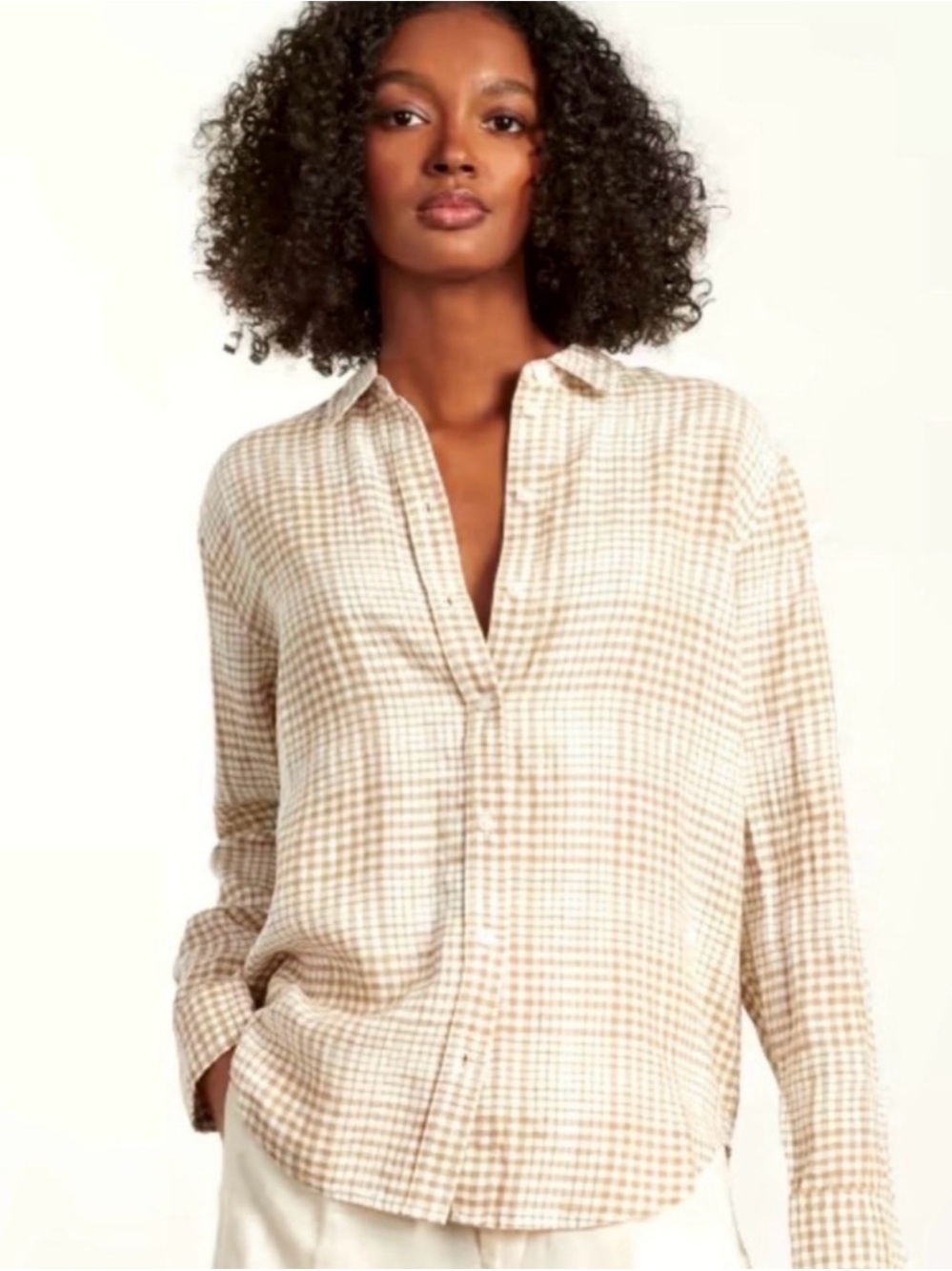 Everlane The Must Shirt Have Linen Checkered Shirt Size 8